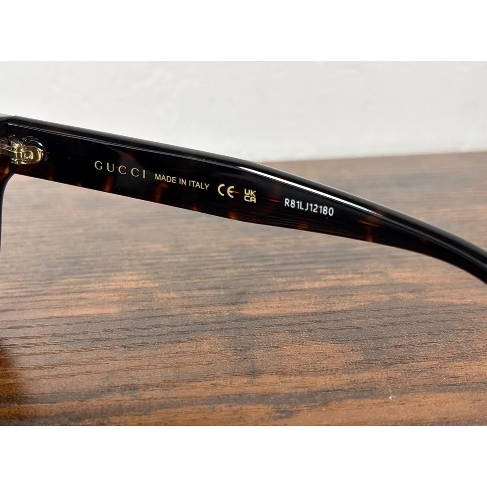 Gucci GG1857S 002 Havana Tortoise Shell Green Lens‎ Sunglasses Made in Italy